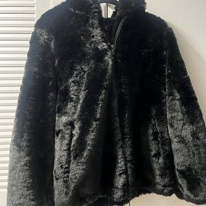 Jones New York Black Faux Fur Jacket